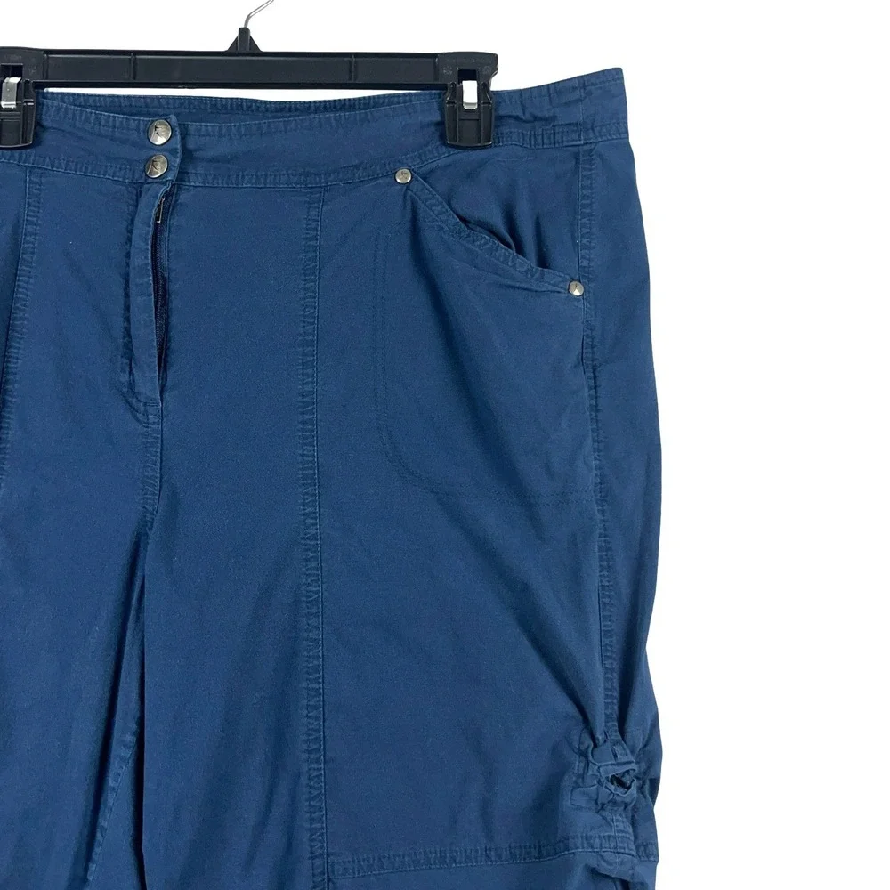 Danskin‎ Capri Pants Womens 16 Blue Ruched Cargo Cropped Hiking Outdoor